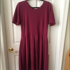 Magenta with Navy Stripes Lularoe Amelia Dress